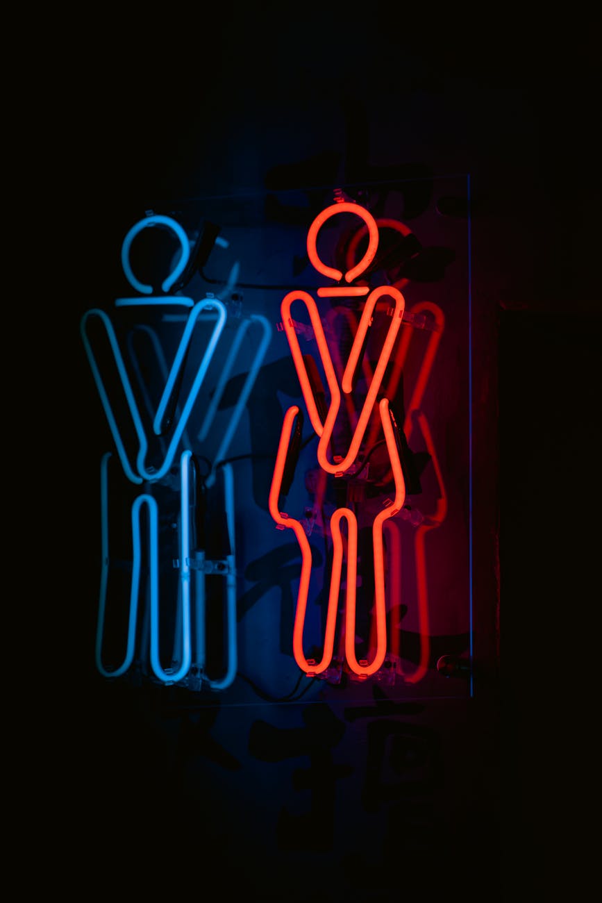 neon bathroom signs